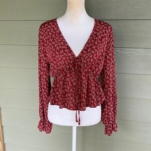 Shein Cropped V-Neck Blouse